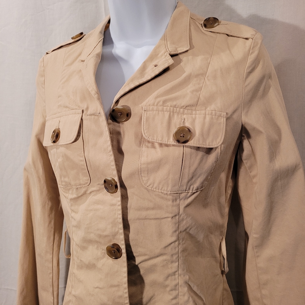 Banana Republic Cream Button Down Cotton Shirt Jacket - Picture 2 of 11